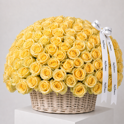 200 pcs Yellow Rose Basket