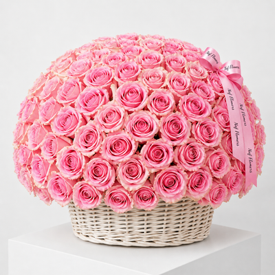 200 pcs Pink Roses Basket