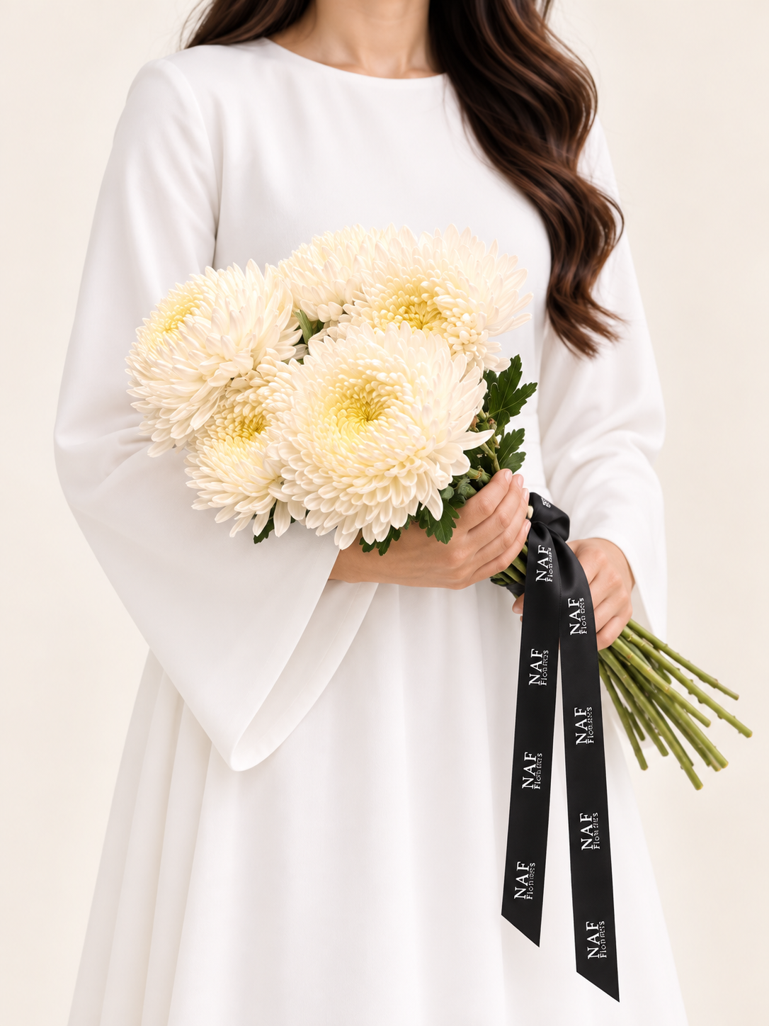 5 pcs Chrysanthemum Peony White
