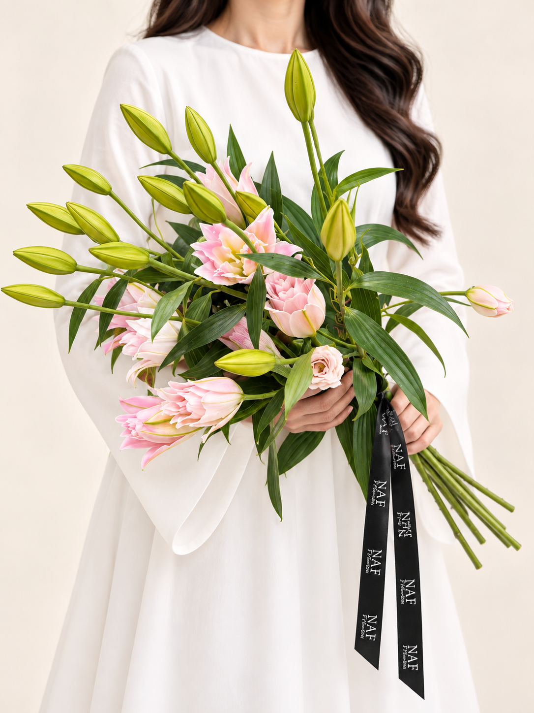 10 pcs Soft Pink Double-Petal Lilies