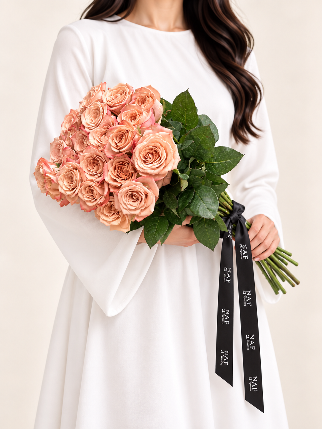 20 pcs Warm Peach Roses Bunch